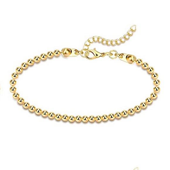 2pc Gold Plated Paper Clip & Beaded Bracelet Set - Picture 3 of 4